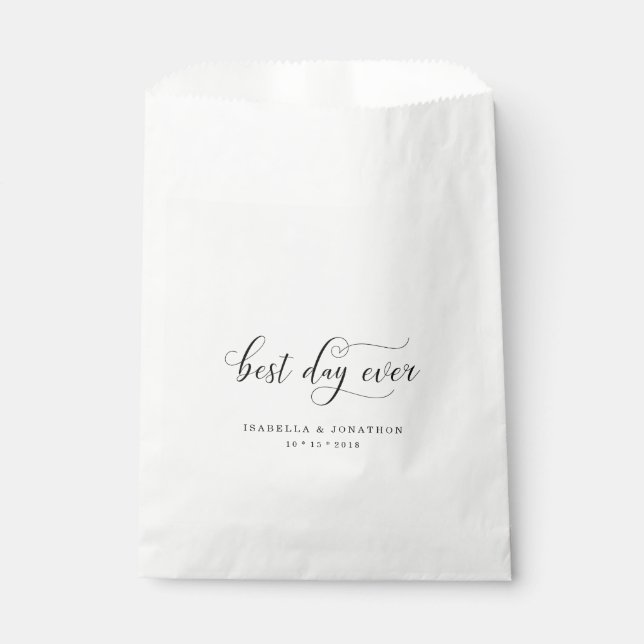 Personalised Custom "Best Day Ever" Wedding Favour Bag (Front)