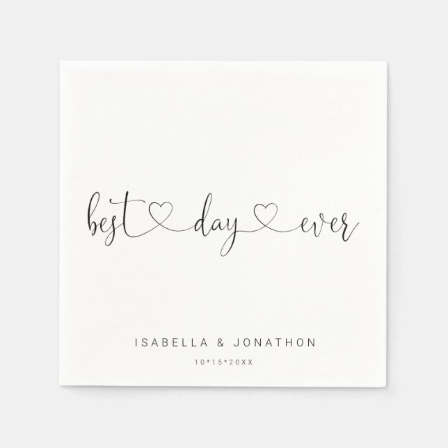 Personalised Custom "Best Day Ever" Wedding Napkin (Front)