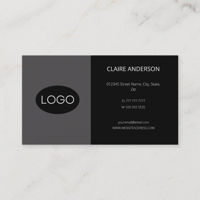 Personalised, Custom Black Logo Business Card (Front)
