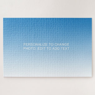 Personalised Custom Blue Artwork Photo Add Text Jigsaw Puzzle