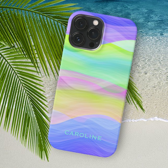  Personalised Custom Blue Green Purple Waves Art Case-Mate iPhone Case (Creator Uploaded)