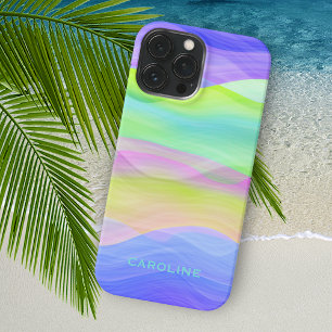 Personalised Custom Blue Green Purple Waves Art iPhone 16 Pro Max Case
