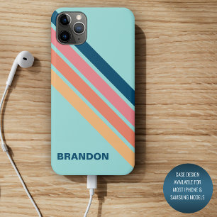 Personalised Custom Blue Orange Yellow Stripe iPhone 16 Pro Max Case