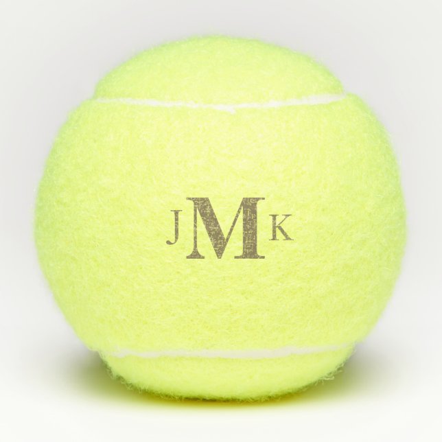 Personalised Custom Bold Gold Monogram  Tennis Balls (Front)