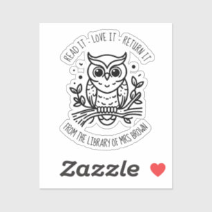 Personalised Custom Book Stickers Bookplate owl