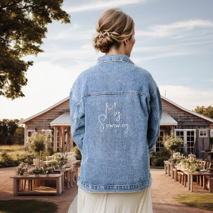 Personalised Custom Bride Mrs Name Script Denim Jacket