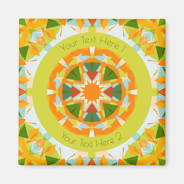 Personalised Custom Bright Orange Fun Green Star Magnet (Front)