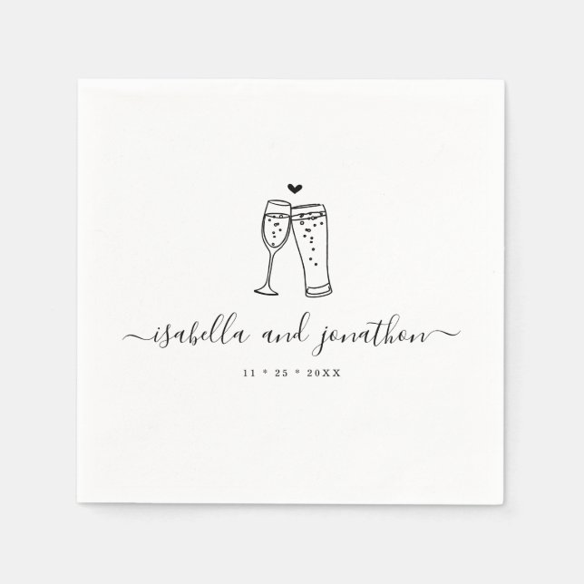 Personalised Custom Bubbles & Brews Themed Napkins (Front)