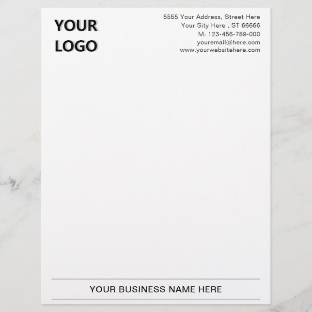 Personalised Custom Business Letterhead Template (Front)