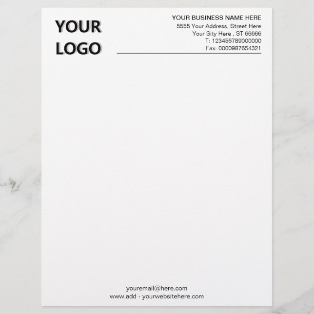 Personalised Custom Business Letterhead Template (Front)