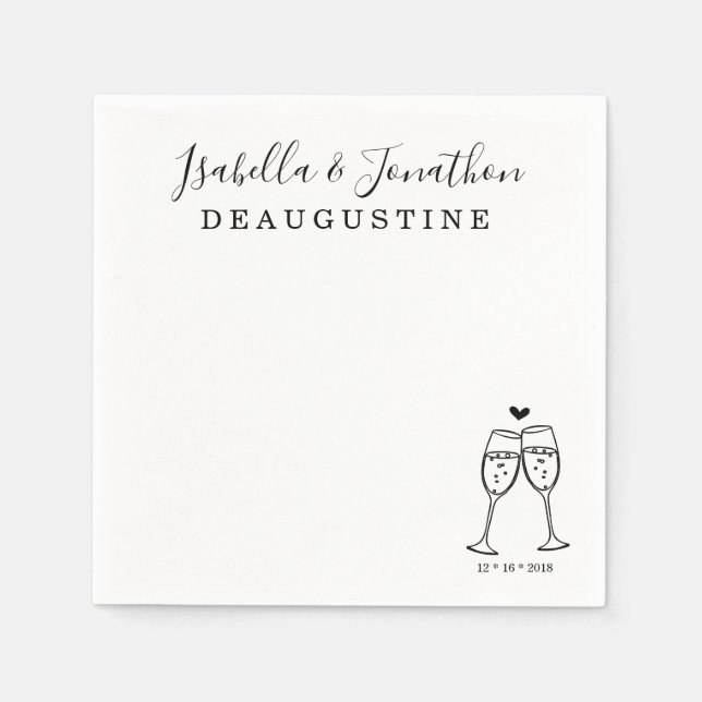Personalised Custom Champagne Toast Napkins (Front)