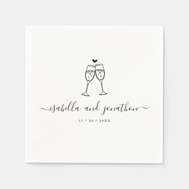 Personalised Custom Champagne Toast Napkins (Front)