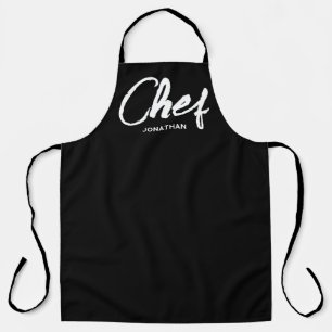 Personalised Custom Chef Apron   Modern Mens Black