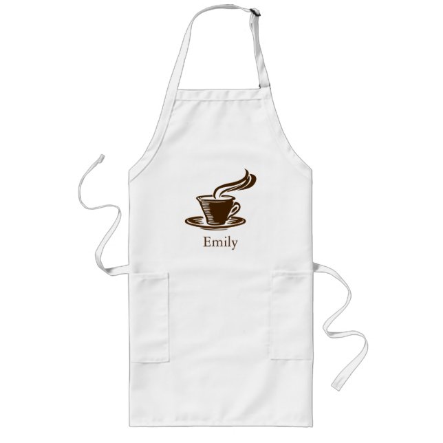 Personalised Custom Chef Coffee Cup Bakery Long Apron (Front)
