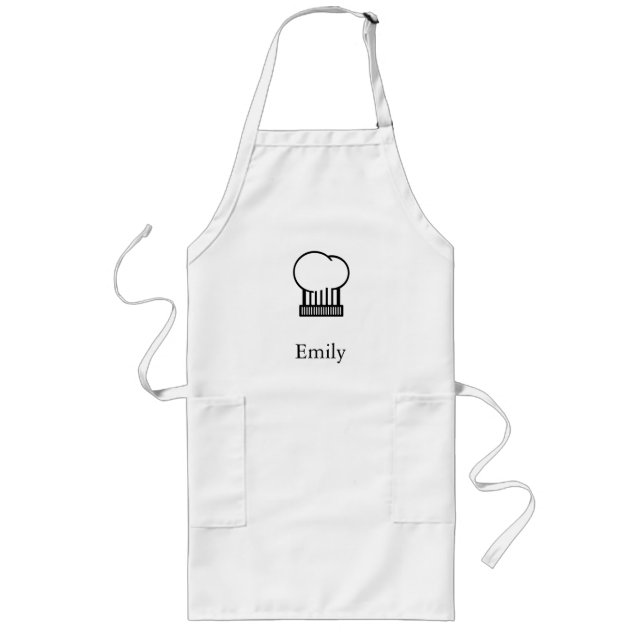 Personalised Custom Chef Hat & Spoons Bakery Long Apron (Front)