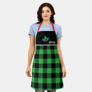Personalised Custom Christmas Chef Apron in Green 