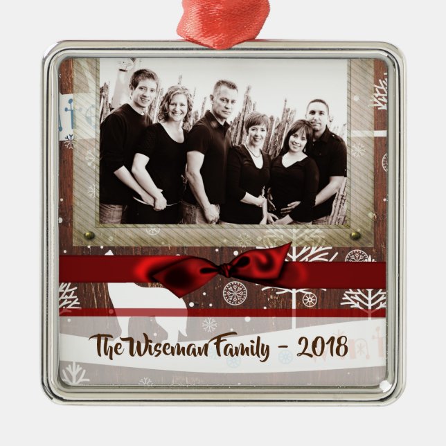 Personalised Custom Christmas Deer PHOTO Ornament (Front)