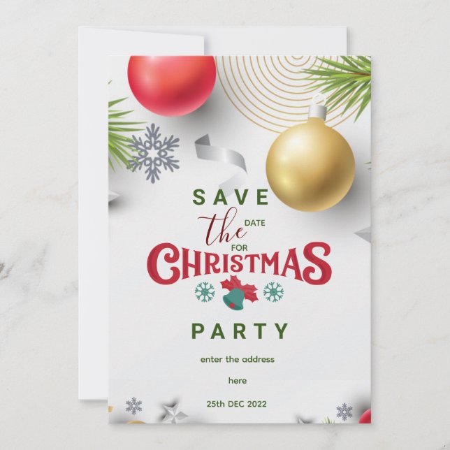 Personalised custom Christmas party save the date  Invitation (Front)