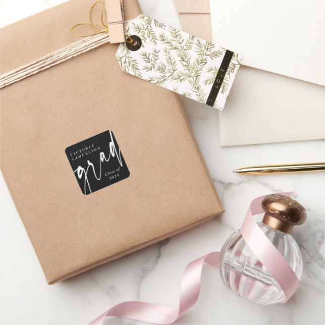 Personalised Custom Colour Graduation Square Sticker (Gifting)