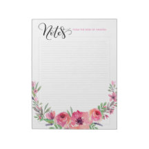 Personalised custom colour notes pad with flowers