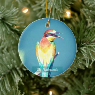 Personalised Custom Colourful Bird Photo Ceramic Ornament