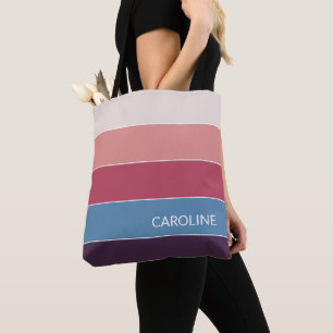 Personalised Custom Colourful Stripes Art Pattern Tote Bag