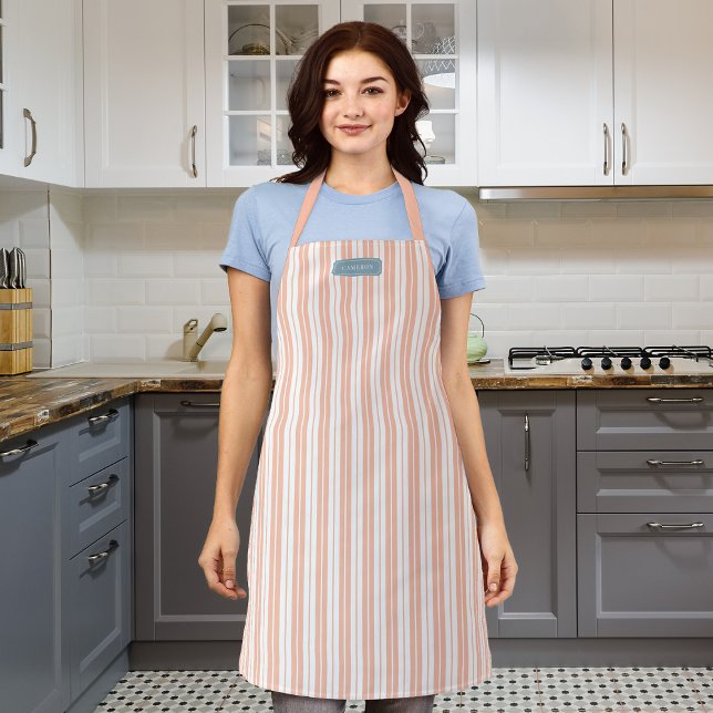 Personalised Custom Colours Rustic Country Stripes Apron (Creator Uploaded)