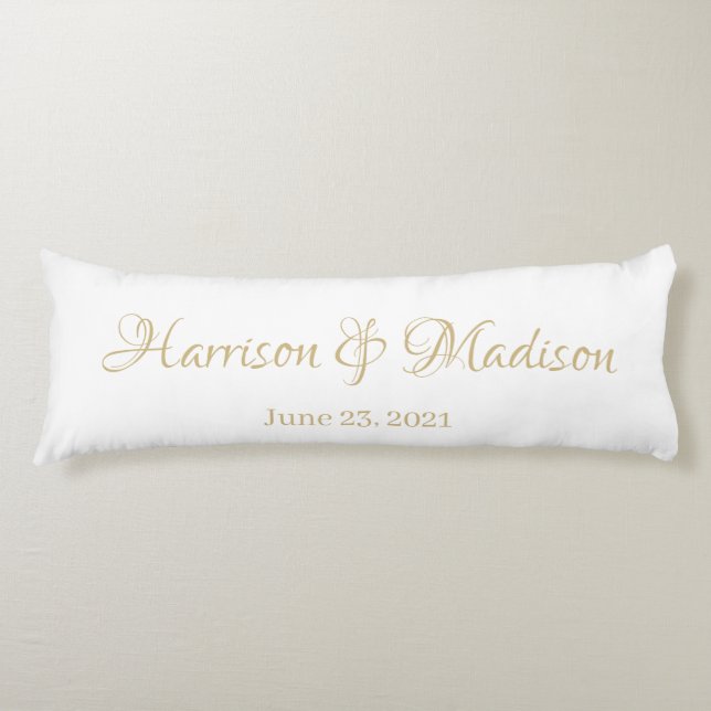 Personalised Custom Couple Name and Date Wedding Body Cushion (Front)