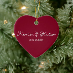 Personalised Custom Couple Name and Date Wedding Ceramic Ornament