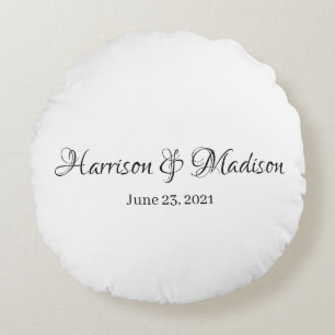 Personalised Custom Couple Name and Date Wedding Round Cushion