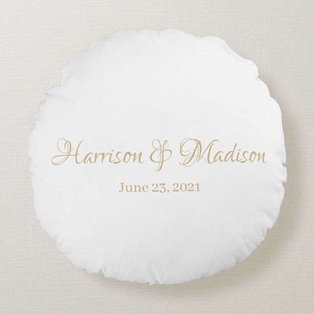 Personalised Custom Couple Name and Date Wedding Round Cushion (Front)