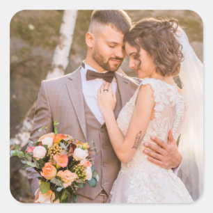 Personalised Custom Couple Photo Square Sticker