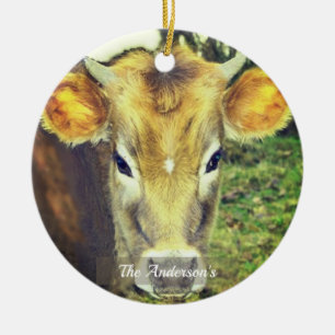 Personalised Custom Cow Photo Ceramic Ornament