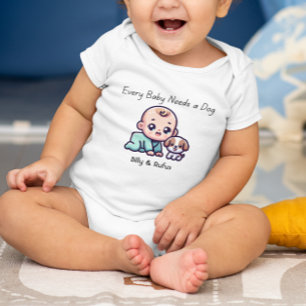 Personalised custom cute baby and dog bodysuit