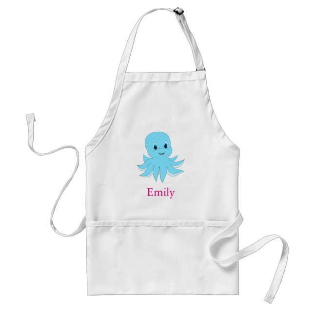 Personalised Custom Cute Blue Octopus Standard Apron (Front)