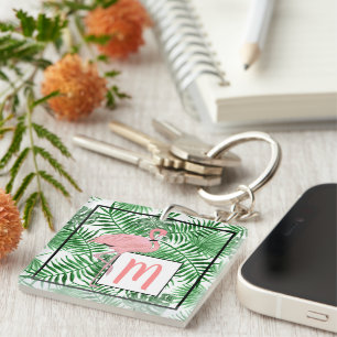 Personalised Custom Cute Tropical Pink Flamingo Key Ring