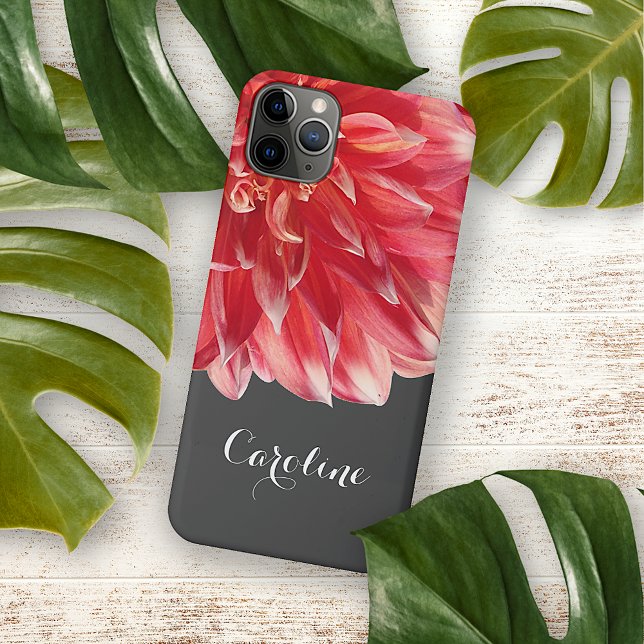 Personalised Custom Elegant Coral Red Dahlia Case-Mate iPhone Case (Creator Uploaded)