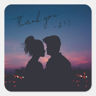 Personalised Custom Engagement Photo Thank You Sq Square Sticker