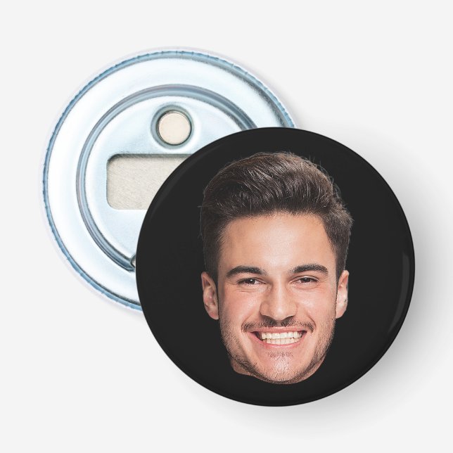 Personalised Custom Face Black Bottle Opener (Front)