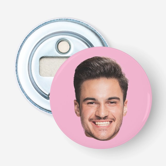 Personalised Custom Face Pink Bottle Opener (Front)