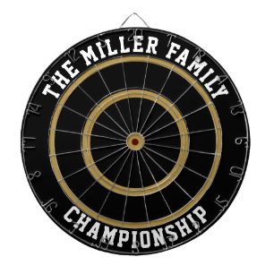 Personalised Custom Family Name Gold Dart Dartboard