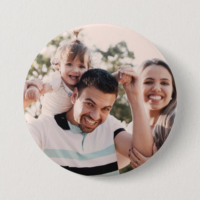 Personalised Custom Family Photo pin back (Front)