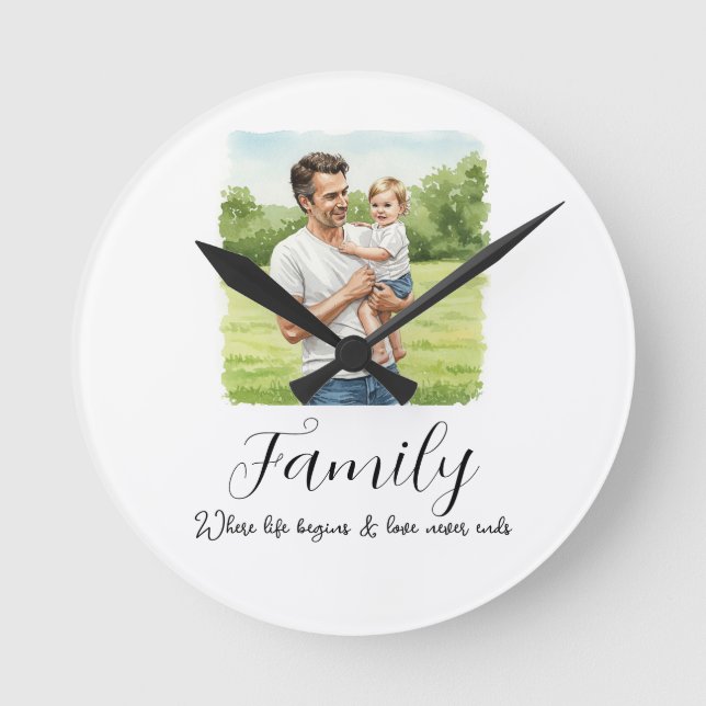 Personalised Custom Family Picture Round Clock (Front)