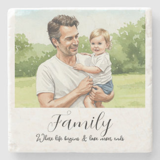 Personalised Custom Family Picture Stone Coaster