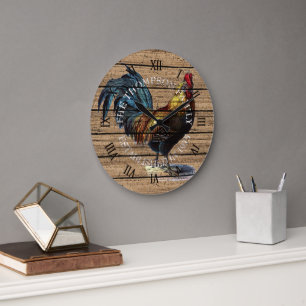 Personalised Custom Farm Rooster Illustration Large Clock