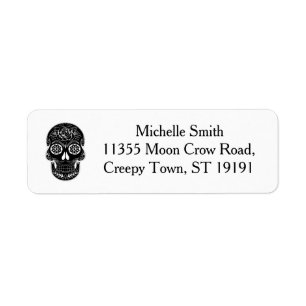 Personalised Custom Floral Sugar Skull Halloween L Return Address Label