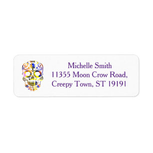 Personalised Custom Floral Sugar Skull Halloween L Return Address Label