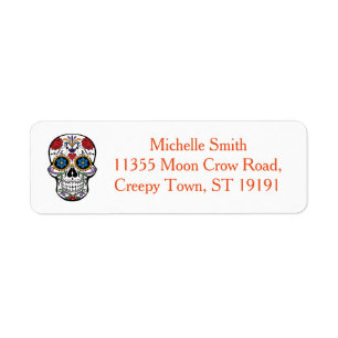 Personalised Custom Floral Sugar Skull Halloween Return Address Label
