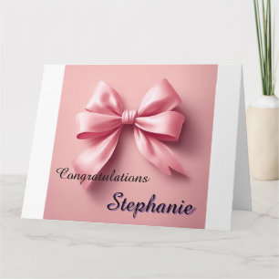 Personalised Custom Girl Bow Congratulations Card