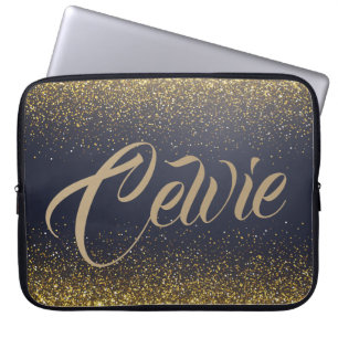 Personalised Custom Gold Glitter Laptop Sleeve